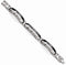 Men's Black Titanium 12mm Black Ti, Argentium Sterling Silver Link Bracelet, 8"