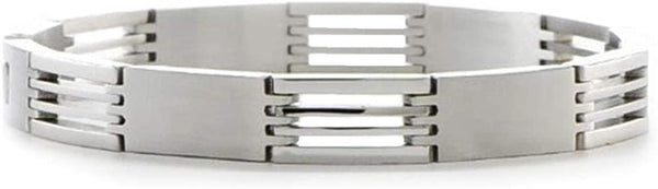 Men's Brushed and Polished Stainless Steel 8mm Link Bracelet, 8.5 Inches