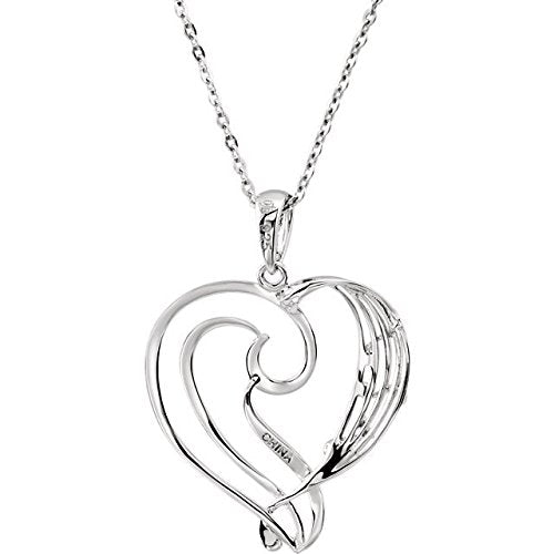 Musical Notes Heart 'A Fine Tuned' Pendant Necklace, Rhodium Plate Sterling Silver, 18"