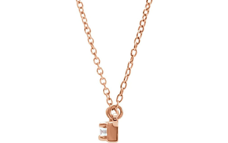 Diamond Solitaire Bar 14k Rose Gold Necklace, 17.5'' (.10 Cttw)