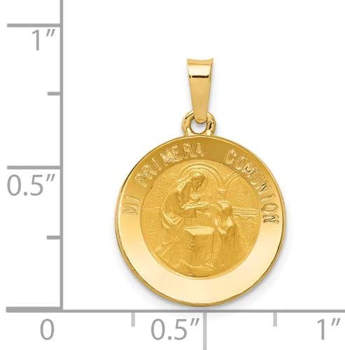 14k Yellow Gold Spanish 1st Communion Medal Pendant (17.7X14.6MM)