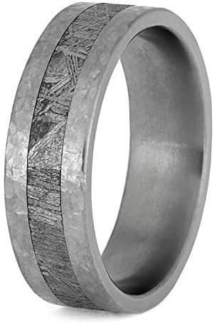 The Men's Jewelry Store (Unisex Jewelry) Gibeon Meteorite, Hammered Titanium 7mm Comfort-Fit Band, Size 9.25
