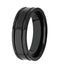 Men's Black Ceramic 7mm Grooved Comfort-Fit Band