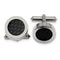 Grey Titanium Black Carbon Fiber Inlay Round Cuff Links, 18MM