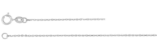 14k White Gold Solid Diamond Cut Cable Chain, 20" (1MM)