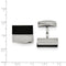 Stainless Steel polished, Black Agate, Block Textured Cuff Links, 20MM