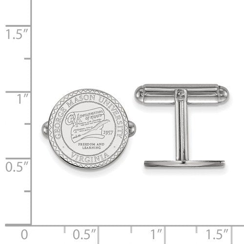 Rhodium-Plated Sterling Silver, George Mason University, Crest Cuff Links, 15MM