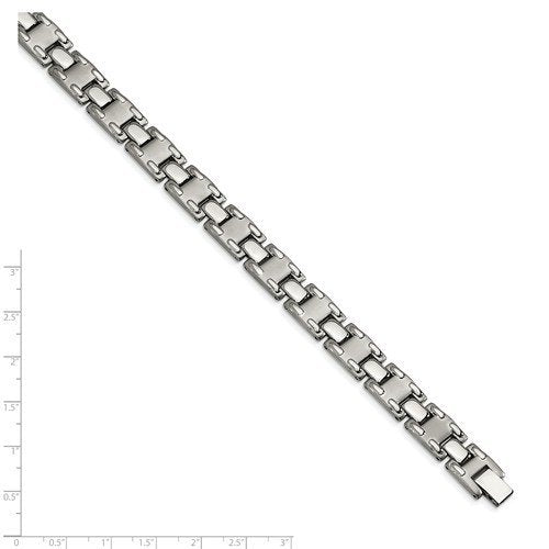 Men's Brushed and Polished Stainless Steel 11mm Link Bracelet, 8.5"