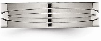 Stainless Steel 6mm Grooved Wedding Comfort-Fit Band, Size 6