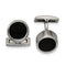 Stainless Steel Black IP- Plated Black Grooved Round Cuff Links