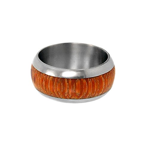 Marble Wood Inlay 10mm Comfort Fit Titanium Wedding Band, Size 10