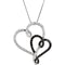 14k White Gold BandW Diamond Heart with Black Rhodium Plat