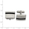 Stainless Steel Satin-Brushed Black Rubber Rectangle Cuff Links, 14X21MM