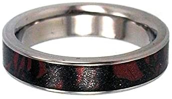 Composite Mokume Gane 4mm Comfort Fit Titanium Wedding Band, Size 4.25