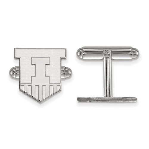 Rhodium-Plated Sterling Silver University of Illinois Cuff Links, 15MMX14MM