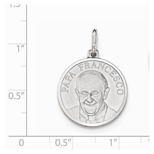 Sterling Silver Matte Papa Francesco Medal Pendant