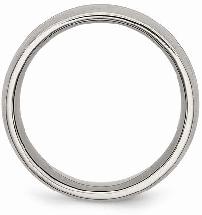 Brushed Titanium 10mm Grooved Comfort-Fit Band, Size 9.5