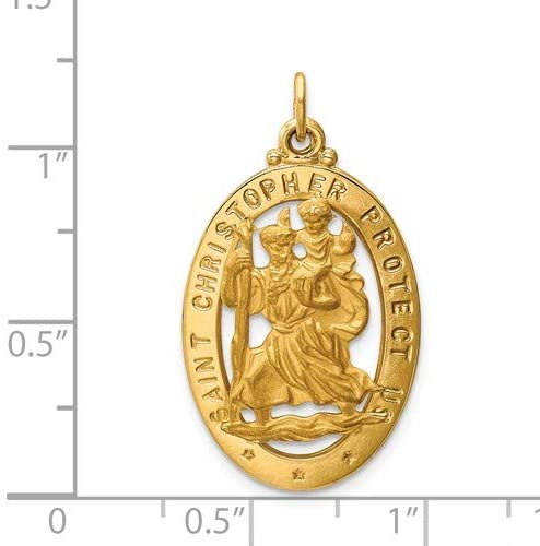 14k Yellow Gold Saint Christopher Medal Pendant (33X17MM)