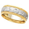 6.75mm 14k White and Yellow Gold Two Tone Design Band, Sizes 5 to 12.5