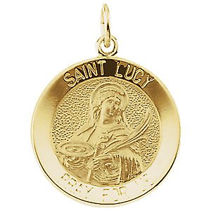 14k Yellow Gold Round St. Lucy Medal (14.5MM)