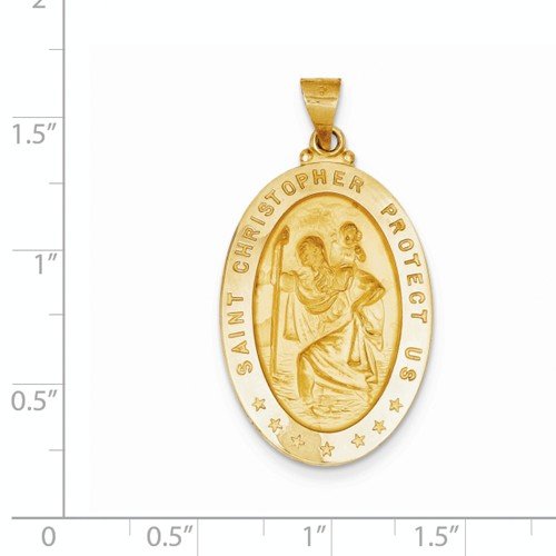 18k Yellow Gold St. Christopher Medal Pendant (38X20MM)