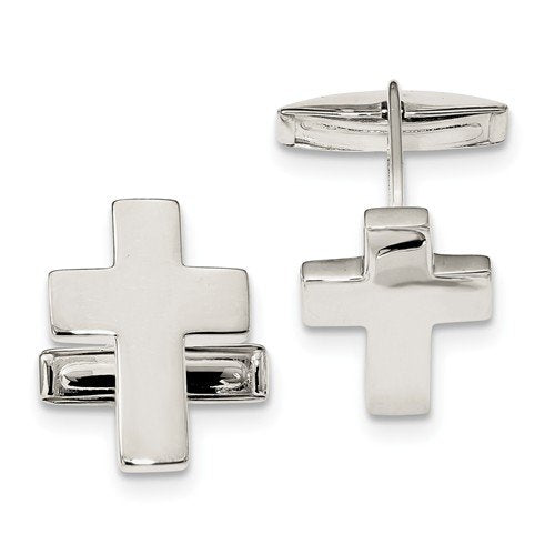 Sterling Silver Cross Cuff Links, 24.3X18.5MM