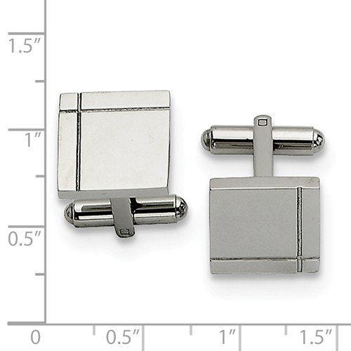 Stainless Steel Polished Square Cuff Links, 16X15MM