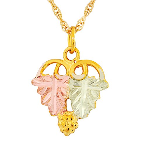 Two-Tone Leaf Necklace, 10k Yellow Gold, 12k Green and Rose Gold Black Hills Gold Motif, 18''