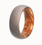 Sindora Wood Sleeve with Sandblasted Titanium Overlay 6mm Comfort Fit Band