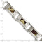 Men's Stainless Steel Satin with Brown Camo Fabric Inlay Link Bracelet, 8.5"