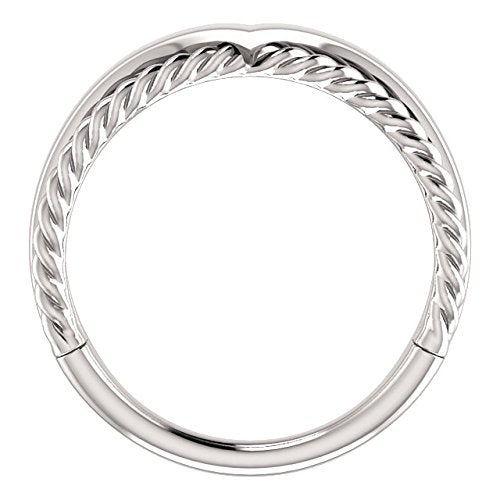 Negative Space Rope Trim and Curved 'V' Ring, Rhodium-Plated 14k White Gold, Size 7.75