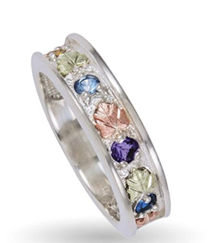 Womens Sterling Silver, 12k Green Gold, 12k Pink Gold, 4 Stones Ring, Sizes 4, 4.5, 5, 5.5, 6, 6.5, 7, 7.5, 8, 8.5, 9