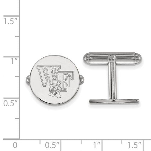 Rhodium-Plated Sterling Silver Wake Forest University Round Cuff Links,15MM