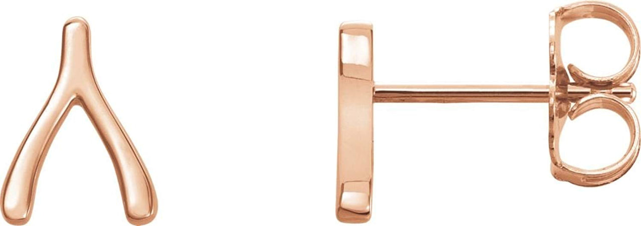 Fancy Wishbone Earrings, 14k Rose Gold