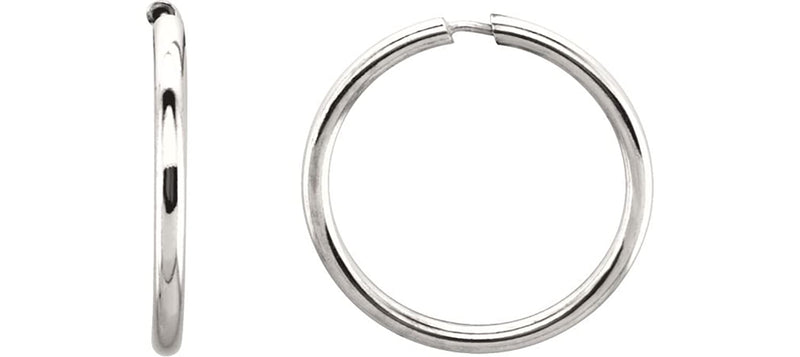 Endless Hoop Tube Earrings, Sterling Silver (35mm)