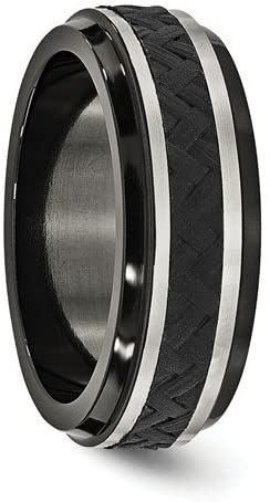Edward Mirell 8mm Black Titanium Stepped Press Fit with Black Carbon Fiber 8mm Comfort-Fit Band