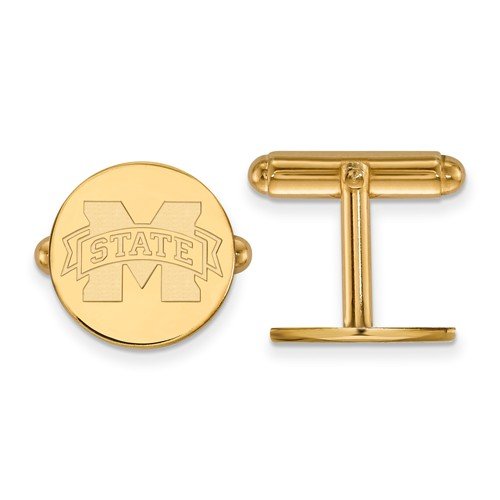 Gold-Plated Sterling Silver, Mississippi State University Bullet Back Cuff Links, 15MM