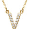 14k Yellow Gold Diamond Initial 'V' 1/8 Cttw Necklace, 16" (GH Color, I1 Clarity)