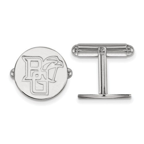 Rhodium-Plated Sterling Silver Bowling Green State University Cuff Links,15MM