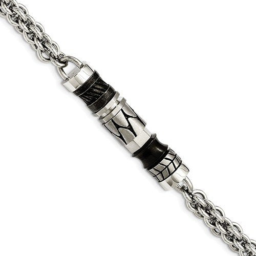 Men's Stainless Steel Moveable Pieces Antiqued Bracelet 8.25"