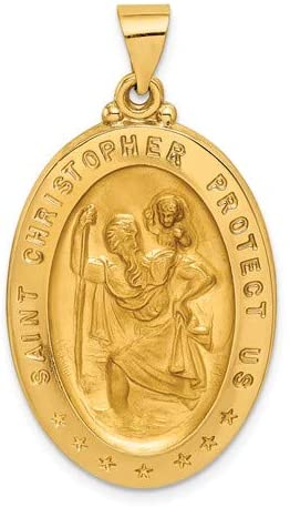 14k Yellow Gold Saint Christopher Medal Pendant (39X21MM)