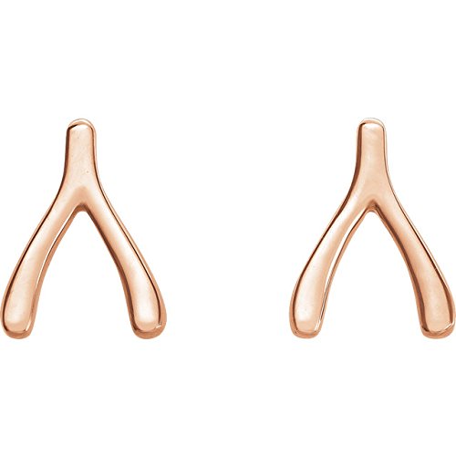 Fancy Wishbone Earrings, 14k Rose Gold