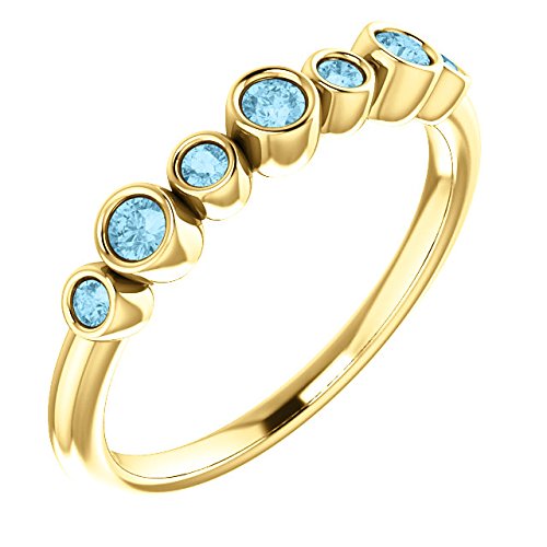 Aquamarine 7-Stone 3.25mm Ring, 14k Yellow Gold