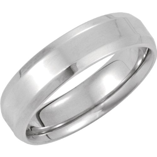 6mm 18k White Gold Comfort Fit Beveled Edge Band Size 10.5, 11