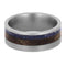 Mesquite Burl, Crushed Blue Sea Glass 7mm Matte Titanium Comfort-Fit Wedding Band