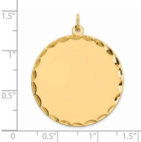 Gold-Plated Sterling Silver Diamond-Cut Edge Round Disc Charm (36X29MM)