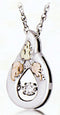 Diamond Pear-Shape Dome Pendant Necklace, Sterling Silver, 12k Green and Rose Gold Black Hills Gold Motif, 18" (.1 Ct. )