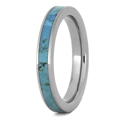 The Men's Jewelry Store (Unisex Jewelry) Turquoise 3mm Titanium Comfort-Fit Wedding Band