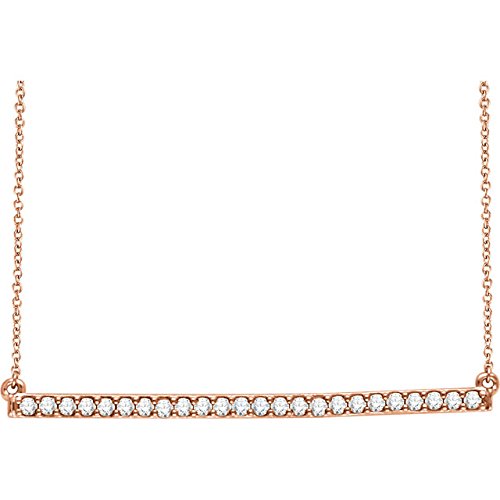 Diamond Bar 14k Rose Gold Pendant Necklace, 18" (1/3 Cttw)