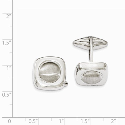Sterling Silver Satin-Brushed Circle Center Cuff Links